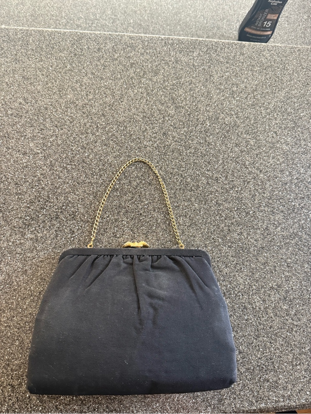 Vintage Black Clutch with Gold Chain Handle